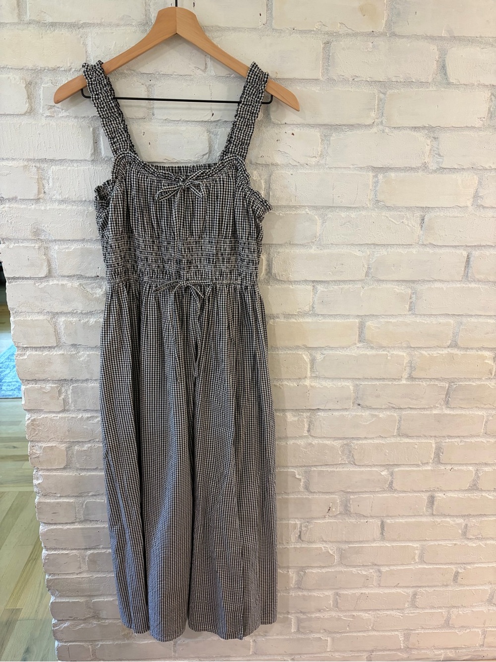 Next mono gingham tie front midi dress (B4)